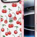 for iPhone Air Case Cute - Durable Shockproof 6.6 ft Drop Impact Phone Case - Funny Cherry Design (6.5") Glitter Pink
