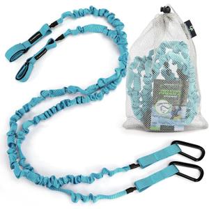 Gradient Fitness 2 Pack Kayak Paddle Leash, 5-8 Feet Stretchable Paddle Strap with Carabiner Secure Leash Lanyard Rope for SUP Kayak Canoe Paddle Fishing Pole Rod (Blue)