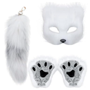 YXCFEWD Cat Mask Therian Tail with Paws Furry Halloween Therian Gear Stuff Wolf Fox Costume for Cosplay Over 1 years Old (Pure Black)