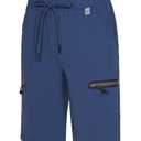 Mapamyumco Women's Hiking Cargo Shorts Ultra Stretch Quick Dry Lightweight for Camping Travel Golf with Zipper Pockets Navy L (L)