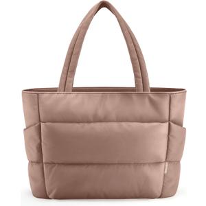 HOTOR Puffer Tote Bag for Women, Nurses - Multi-Pocket Lightweight Bag for Work - Quilted Handbag for Travel and Gym