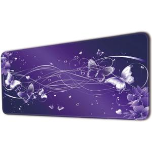 Keyboard Mat, Large Mouse Pad, Purple Butterfly