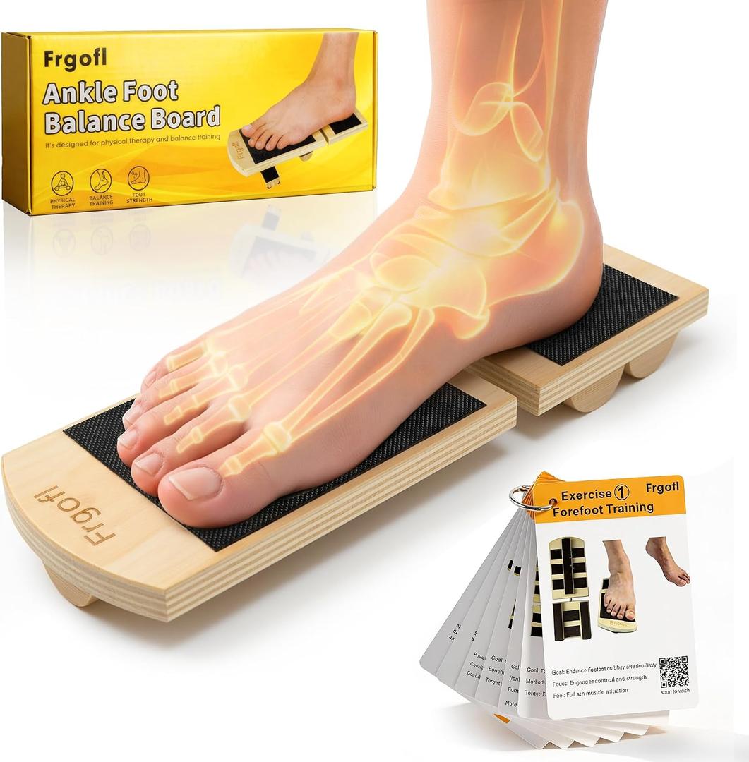 Balance Board for Ankle Strengthening & Physical Therapy - Adjustable Single Leg Board for Recovery from Sprains, Plantar Fasciitis | Stability Trainer with Video Guide and Carry Bag