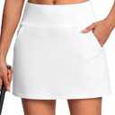 ISEEGZ Golf Tennis Skirts for Women with Shorts High Waisted Tummy Control Womens Golf Tennis Pickleball Skirt Anti Slip (White, M)