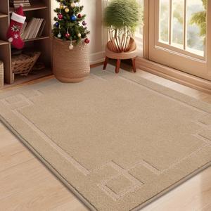 BEQHAUSE Door Mat 32" x 48", Non-Slip Door Mats Indoor Entryway Rugs Washable Low-Profile Absorbent and Stain Resist Floor Mats, Dog Door Mat for Front Back Door, Muddy Wet Shoes & Paws, Beige