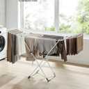 SONGMICS Clothes Drying Rack, Metal Laundry Drying Rack, Foldable, Space-Saving, Free-Standing Airer, with 2 Gullwings, Indoor Outdoor Use, Bed Linen Clothing, White ULLR540W01, 19.7 x 71.7 x 40.4 Inches