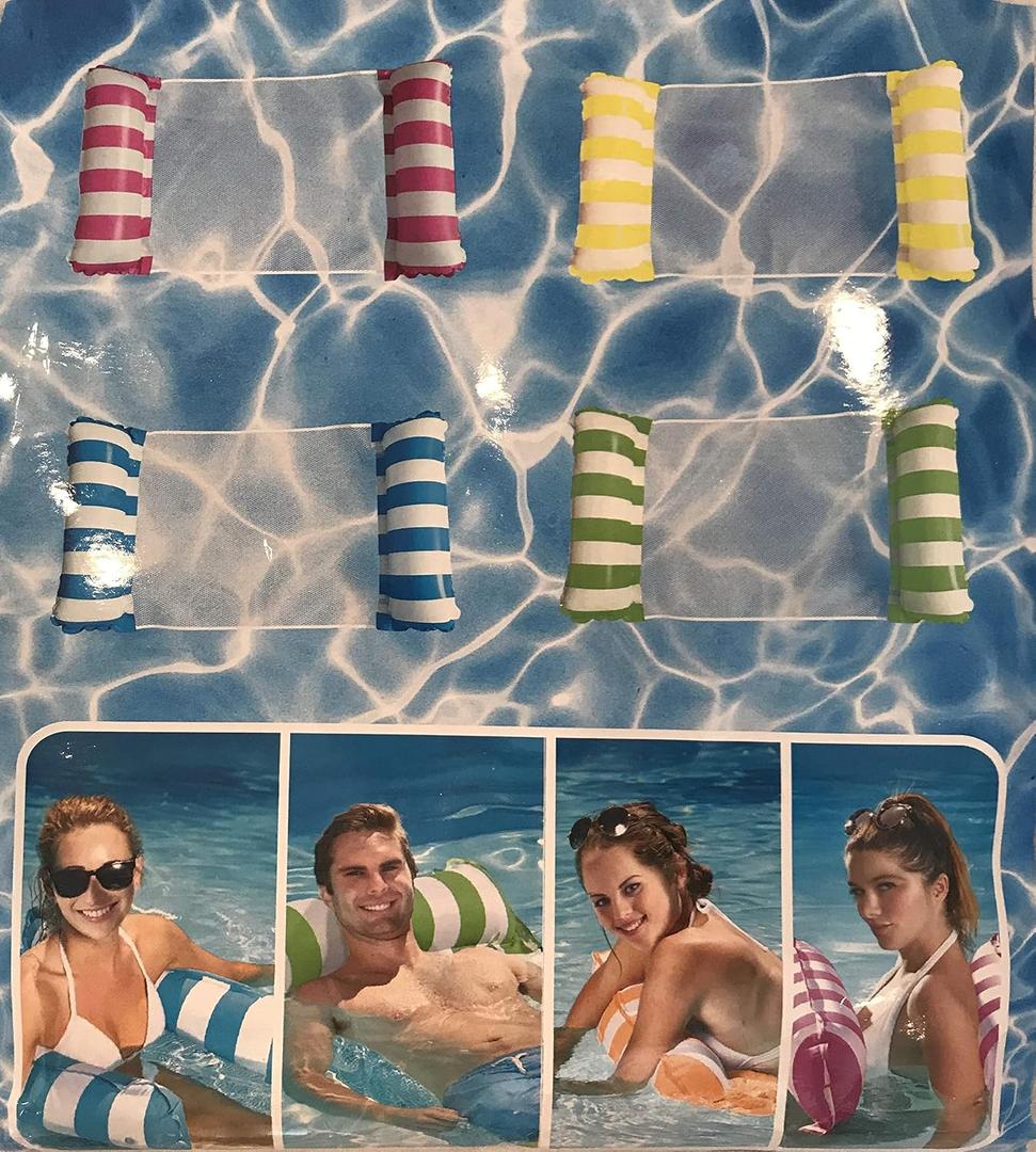 Pool Float, Teens and Adults, Use for: Sitting, Laying Out, Drifting, and Relaxing, Roll It Up for Easy Storage (Blue and White)
