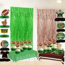 Football Birthday Party Decorations, with Tinsel Backdrop Curtains & Disposable Tablecloths & Cupcake Toppers,Party Supplies for Birthday /Gameday/ Baby Shower / Tailgate / School Sports Party