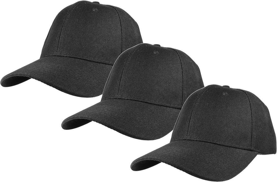 Gelante Plain Baseball Cap Adjustable Back Strap 3 PC