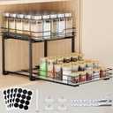 Spice Rack Organizer for Cabinet, 2 Tier Pull Out Spice Rack  Heavy Duty Metal Spice Organization for Cabinet, 50-Jar Capacity, Height Adjustable Cabinet Organizer (11.5W" X 10.5"D X 9"H, Black)