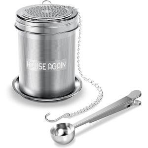 House Again Large Tea Infuser with Scoop, Extra Fine Mesh Tea Strainers for Loose Tea & Spice Infuser for Cooking, 304 Stainless Steel, Loose Leaf Tea Steeper for Brew Tea Spices & Seasonings