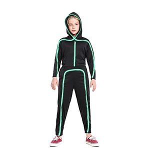 Light Up Stick Figure Costume Kids, Led Stick Man Costumes Child Boys Girls, Halloween Glow in Dark Stickman Cosplay Youth(Green, 14) : Clothing, Shoes & Jewelry