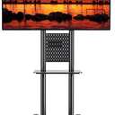 PERLESMITH Rolling TV Stand with Pegboard Storage for 32-85 Inch TVs Holds up to 132 Lbs, Height Adjustable Mobile TV Stand with Laptop Shelf, Portable tv Stand for 4K TVs Max VESA 600x400mm PSTVMC01 (Black)