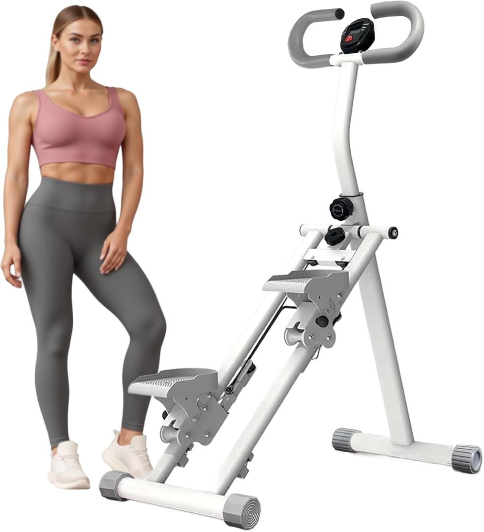 Stair Stepper for Home Vertical Climber, Foldable Full Body Exercise Aerobic Climbing Machines, Mountaineering Fitness Equipment with Adjustable Handles (White)