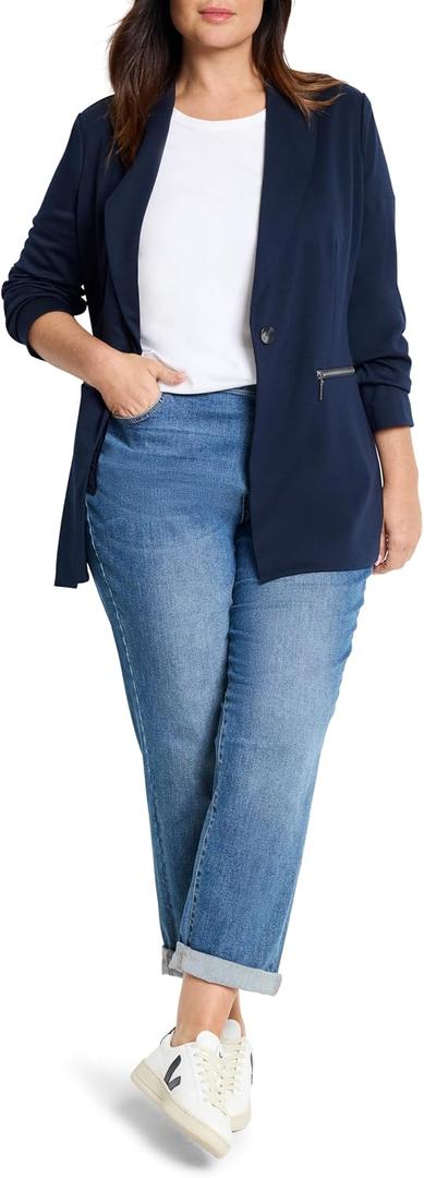 NIC+Zoe Ponte Zip Jacket, Dark Indigo, 3X