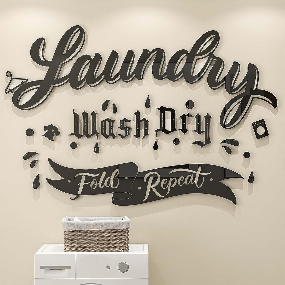 DecorSmart Laundry Room Decor Sign Farmhouse Laundry Sign Wall Decor 139 (Black) (23x15inch)