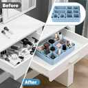 Jalopink Silicone Makeup Organizer Drawer Set with Clear Lid - Stackable Vanity & Bathroom Drawer Organizer, Adjustable Compartment Desk Drawer Organizer for Cosmetics, Toiletries, Office Supplies