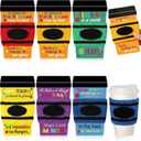 Zhehao 6 Set Teacher Appreciation Gift Card Crochet Coffee Cup Sleeve Coffee Cup Crayon Thank You for Helping Me Grow Appreciation End of Year Teacher Gift Graduation Party Favors