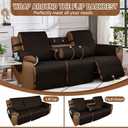 Waterproof Recliner Sofa Covers with Flipped Middle Backrest Washable Recliner Couch Covers Non-Slip with Elastic Straps Furniture Protector for Kid Dogs Pets (Chocolate)