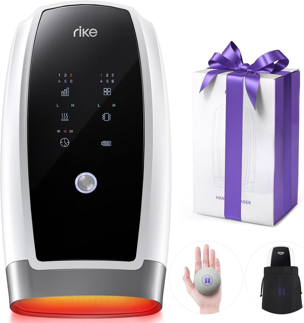 RIKE Hand Massager, 6 Modes 6 Intensities Hand Massager with Heat and Compression Arthritis and Carpal Tunnel, Mother's Day Gifts for Women Men (White)
