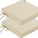 Patio Chair Cushions Waterproof Outdoor Seat Cushions for Patio Furniture Set of 2 with Ties, 19 x 19 Inch, Beige