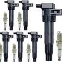 6PCS UF546 Ignition Coil Pack & Spark Plugs 2.4L 3.3L 3.5L 3.8L Compatible with Hyundai Sonata/Azera/Santa Fe, for Kia Sorento 2007-2017 Spark Plugs and Coil Packs Kit #6738312 E1046