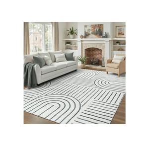 DCX Abstract Machine Washable 6×9 Rug, Gray Modern Accent Rug for Living Room, Soft Low Pile Non Slip Carpet, Kid & Pet Friendly Stain Resistant Rug for Bedroom Dining Room Office