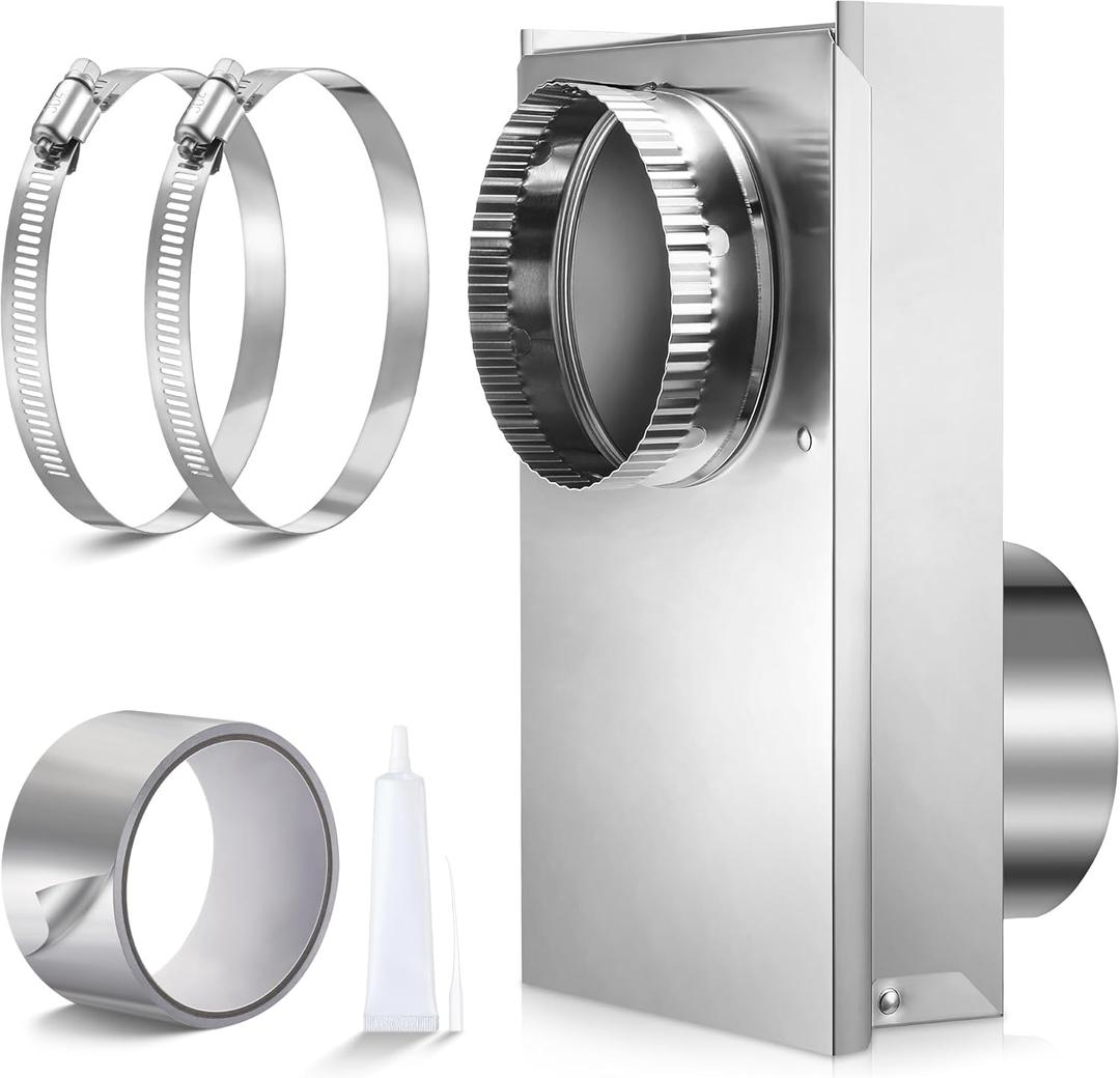 Dreyoo 84049 Adjustable 0-5 Periscope Dryer Vent Kit, Dryer Vent Periscope for Dryers Laundry Room Save Space with 2 Clamps and Aluminum Foil Tape, Aluminum