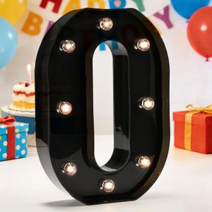 Decorative LED Illuminated Letter Marquee Sign - Alphabet Marquee Letters with Lights For Wedding Birthday Party Christmas Night Light Lamp Home Bar Decoration O, Black