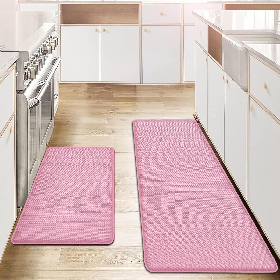 AUTODECO Set of 2 Kitchen Mat and Rugs Washable Cushioned Anti-Fatigue Kitchen Rug for Floor 17"x47" +17"x95", Watermelonred AUTODECO Set of 2 Kitchen Mat and Rugs Washable Cushioned Anti-Fatigue Kitchen Rug for Floor 17"x47" +17"x95", Watermelonred