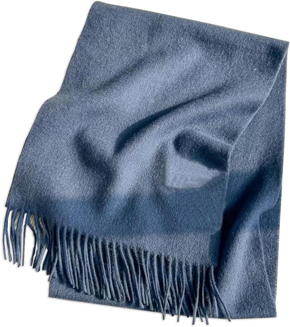 100 Australian Wool Scarf Knitted Soft Warm Neckwear for Women and Men (Blue)