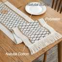 Table Runner Linear End, Boho Style with Tassels, Cotton & Linen, Farmhouse Home Decor for Living Room Dresser Scarfs (12x60Inch, Black & Beige)