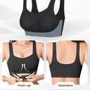 Womens Seamless T-Shirt Bra Soft Bralette Pullover Front Closure (Black, XL)