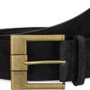 Women Wide Leather Belts for Dresses 1.9" Chunky Western Vintage Thick Suede Waist Belt with Brass Buckle