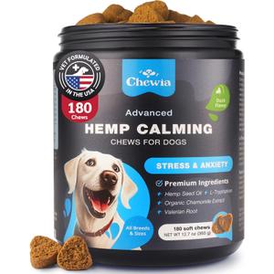 Soft Calming Chews for Dogs - Calming Chews for Dogs with Valerian Root, Melatonin, Vitamin B Complex & Chamomile Extract - Canine Treats for Fireworks, Grooming, Vet Visits, Thunderstorms, Exp 05/2026 (180 count)