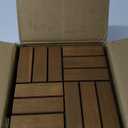 9 PCS Interlocking Deck Tiles 12" x 12", 12 Slats Outdoor Flooring Acacia Wood Patio Tiles, Waterproof Patio Flooring Decking for Balcony Backyard, Indoor and Outdoor Use