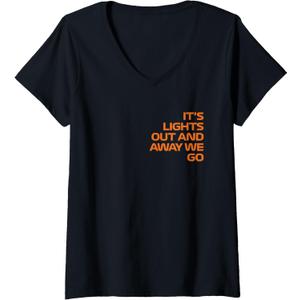 Womens It's Lights Out and Away We Go Race Week Motorsport Racing V-Neck T-Shirt (Black), Small