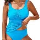 Pink Queen Tankini Swimsuit for Women Scoop Neck Ruched Tummy Control Bathing Suits 2025 (Small, Green)