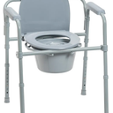 ‎Drive Medical 11148-1 Folding Steel Bedside Commode Chair, Portable Toilet, Supports Individuals Weighing Up To 350 Lbs, with 7.5 Qt. Bucket and 13.5 Inch Seat, Grey