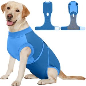 Kuoser Dog Recovery Suit Female, Dog Surgery Suit Male Neuter, Dog Body Suits After Surgery Anti Licking Pet Surgical Suit for Abdominal Wounds Skin Disease, Soft Dog Onesie Substitute Cone, Blue 2XL (XX-Large (Back: 24.8" - 29.5"; Weight: 70+ LB))
