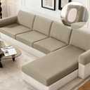 KinCam Couch Cushion Covers, Stretch Sectional Couch Covers Sofa Cushion for L Shaped Couch Cover Washable Sofa Slipcovers Sofa Covers(Chaise Cover, Taupe)