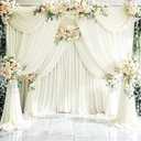 4 Panels Ivory Backdrop Curtains for Wedding Party Wrinkle Free Backdrops Curtain Drapes Fabric Decorations Photo Back Drop Cloth for Baby Shower Photography Stage Reception 20ft(W) x 12ft(H)
