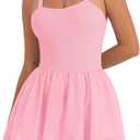 ABOCIW Womns Mesh Hem Tennis Dress Built in Bra and Shorts Cross Back Workout Golf Athletic Dress with Pocket, Large