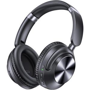 TAGRY Hybrid Active Noise Cancelling Headphones 100H Playtime Wireless Over Ear Bluetooth Headphone with Fast Charging Hi-Res Audio Comfort Earcups Headsets for Travel Home Office Phone PC Black