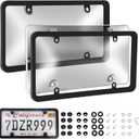 Transparent License Plate Cover and Frames, 2Pack Grey Clear Front and Rear License Plate Holder with Screws & Caps, Unbreakable Car Licence Plate Frame, Universal Fit for Most US Plates
