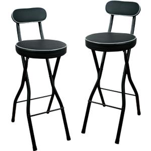 UWEAR 2 PCS Folding Bar Stool with Back, Tall Foldable Stool Seat Padded Portable Stools Counter Height Foldable Stools Chairs,Collapsible Stool for Adults Kitchen Island