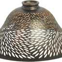 Ceiling Fan Light Covers, Pendant Light Shade Replacement with 1.65" Fitter, ALUCSET 5.5" Height and 12.2" Diameter, Metal Bell Cover for Chandelier Wall Sconces Etched Chrysanthemum Bronze and Gold