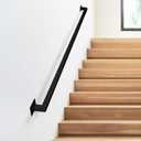 4FT Black Industrial Iron Hand Railing, Wall Support Handle for Indoor Stairs & Outdoor Decks, Non-Slip & Rust-Resistant