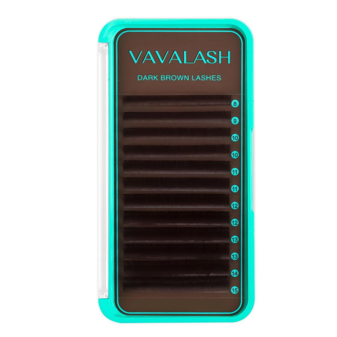 VAVALASH Colored Lash Extensions Dark Brown Eyelash Extensions 0.03 0.05 0.07 0.1 0.15 Volume Lash Extension 8-15mm Mixed Lashes C D Curl Premium color Lashes Extension(Dark Brown-0.03-CC-8-15mm)