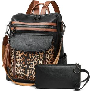 Shrrie Backpack Purse for Women Fashion Leather Backpack Purse Designer Travel Backpack Convertible Shoulder Bag with Wristlet